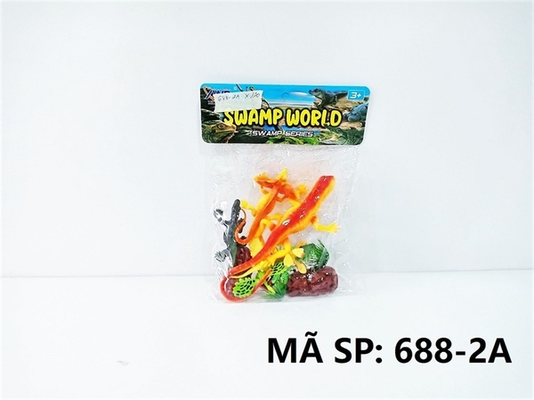 688-2A TÚI THÚ BÒ SÁT 6C ( 3C LỚN+ 3C NHỎ)+ CÂY+ 2C ĐÁ (PVC) Swamp World 688-1A-2A-3A-4A-5A