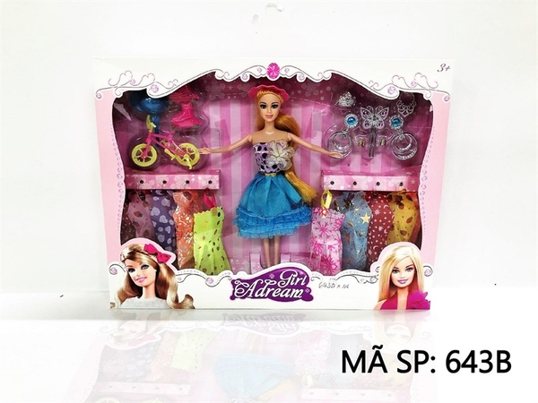 643B HỘP BABY 1C ĐỘI NÓN + 10 ÁO, XE ĐẠP, NÓN, GIÀY TRƯỢT PATIN, BÔNG TAI, VƯƠNG MIỆN