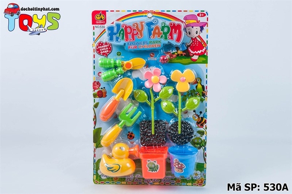 530A VĨ TRỒNG CÂY LÀM VƯỜN 2 CHẬU, 2 BÔNG, BÌNH TƯỚI VỊT, KÉO, XÚC, NĨA