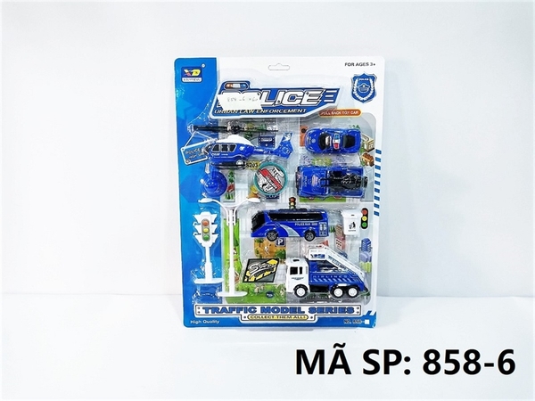 858-6 VĨ XE TRỚN 5C (TRỰC THĂNG, CS, JEEP, BUS, NÂNG) + ĐÈN, THÙNG RÁC Police