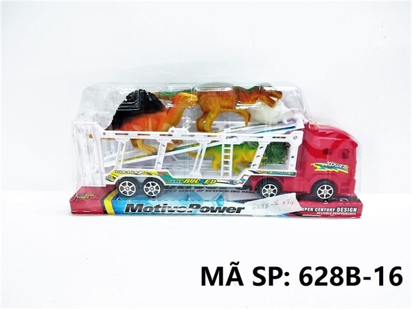 628B-16 HỘP KIẾNG XE TRỚN 2 TẦNG CHỞ 3C THÚ KHỦNG LONG + TRỨNG + CÂY (Motive Power)