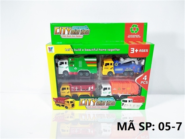 _05-7 VỈ HỘP XE CÔNG TRÌNH TRỚN 4C ĐỦ MẪU (CHUYỂN PHÁT NHANH, CẨU, BEN, RÁC)