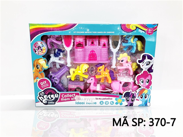 370-7 HỘP NGỰA PONY 6C + LÂU ĐÀI + XE NGỰA + GƯƠNG, LƯỢC, MÁY SẤY
