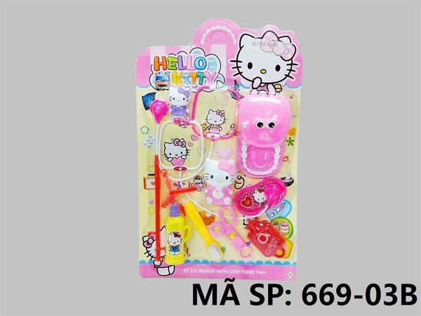 669-03B VỈ BÁC SĨ KHÁM RĂNG + 2C MÈO KITTY + TAI NGHE, BÀN CHẢI