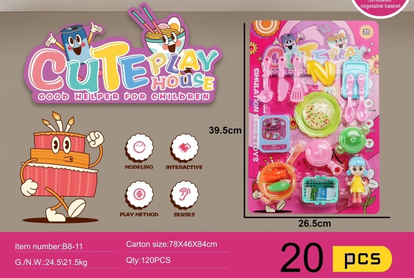 B8-11  VỈ BẾP CHẢO, NỒI, THỚT, RỔ + 1C BÉ