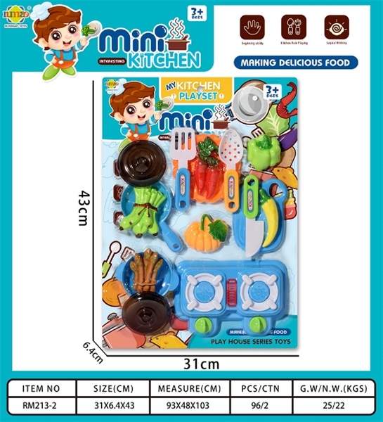 RM213-2 VỈ BẾP GAS ĐÔI, NỒI, CHẢO, THỚT, DAO, THỨC ĂN