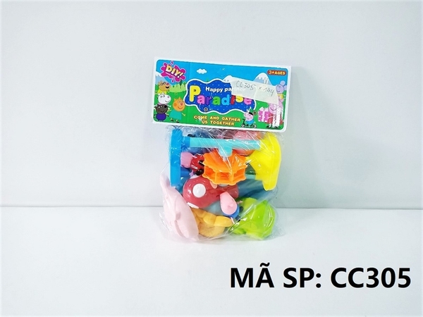 CC305 TÚI HEO HỒNG 4C + XÔ BIỂN (CỐI XAY CÁT, KHUÔN THÚ BIỂN, XE, CÂY THỔI XÀ BÔNG (OPP) Paradies
