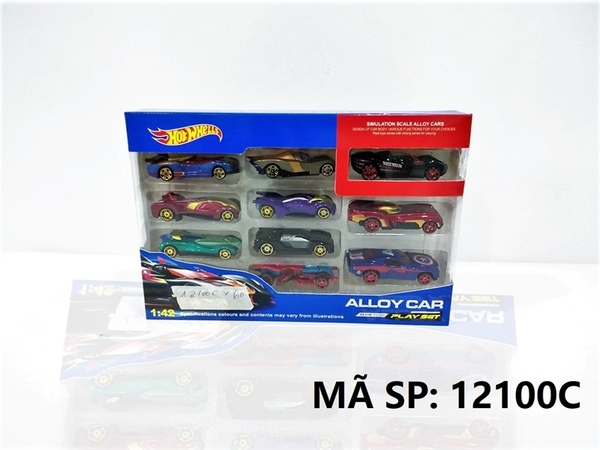 12100C HỘP XE HƠI, ĐUA SẮT TRỚN 10C ĐỦ MẪU HOT WHELLS