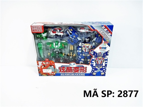 2877 HỘP RÁP ROBO BIẾN HÌNH XE, KHỦNG LONG 2C