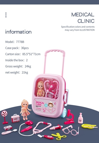 7778B HỘP VALI KÉO BÁC SĨ TAI NGHE, MẮT KIẾNG, KÉO + 1C BÉ