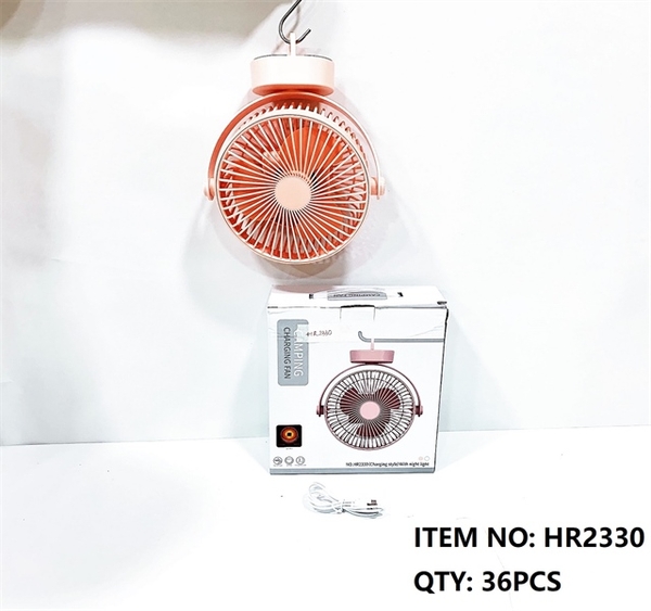 HR2330 HỘP QUẠT BÀN TREO PIN ĐÈN CÓ SẠC HR2338