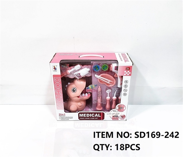 SD169-242 HỘP BÁC SĨ KHÁM RĂNG KHỦNG LONG, BÀN CHẢI, KEM ĐÁNH RĂNG, NHIỆT KẾ