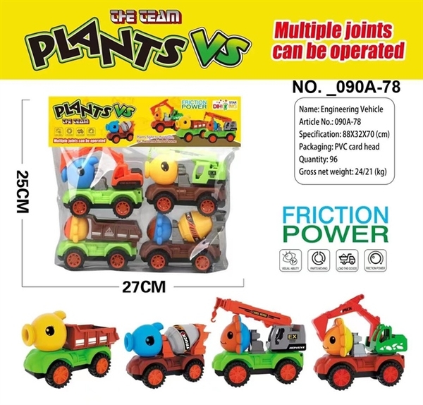 _090A-78 TÚI XE CÔNG TRÌNH ZOMBIES TRỚN 4C ĐỦ MẪU (CÀO, CẨU, BEN, BỒN)