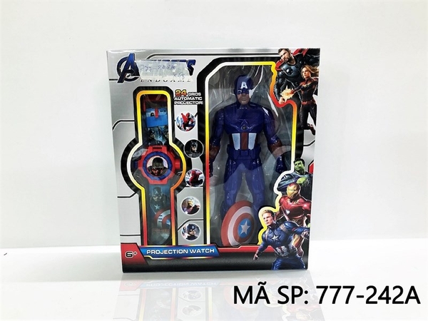 777-242A HỘP ĐỒNG HỒ PIN CHIẾU HÌNH + 1T SN CAPTAIN AMERICA ĐÈN