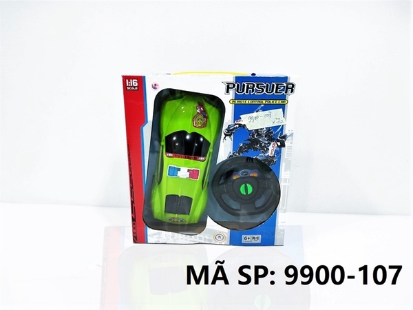 9900-107 HỘP XE HƠI BUGATTI CẢNH SÁT ĐIỀU KHIỂN 3 ĐỘNG TÁC, KHÔNG SẠC, VÔ LĂNG TRÒN, TL 1:16