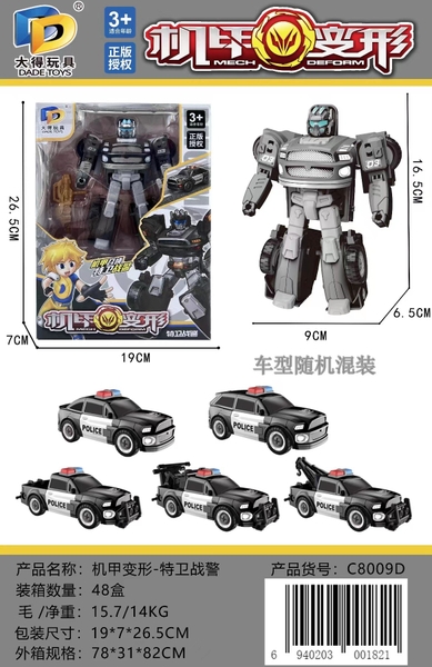 C8009D  HỘP RÁP ROBO BIẾN HÌNH XE HƠI CẢNH SÁT ĐỦ MẪU