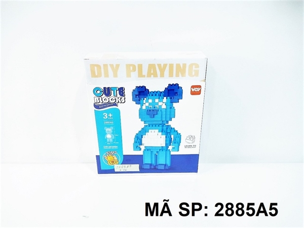2885A5 HỘP LOGO RÁP 3D GẤU BEARBRICK Cute Blocks