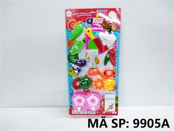 9905A VỈ BẾP DÍNH RAU CỦ, TRÁI CÂY (DƯA HẤU, CAM, CÀ TÍM, KHỔ QUA, ỚT), CÁ + BẾP GAS ĐÔI, TỦ LẠNH