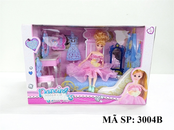 3004B HỘP BABY 1C + GIƯỜNG + BÀN TRANG ĐIỂM+ GHẾ+ GƯƠNG, MẮT THỦY TINH (KHỚP)