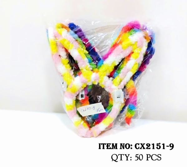 CX2151-9  TÚI 12C CÀI TÓC TAI THỎ BẢY MÀU ĐÈN