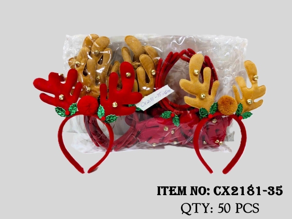 CX2181-35  TÚI 12C CÀI TÓC NOEL SỪNG TUẦN LỘC