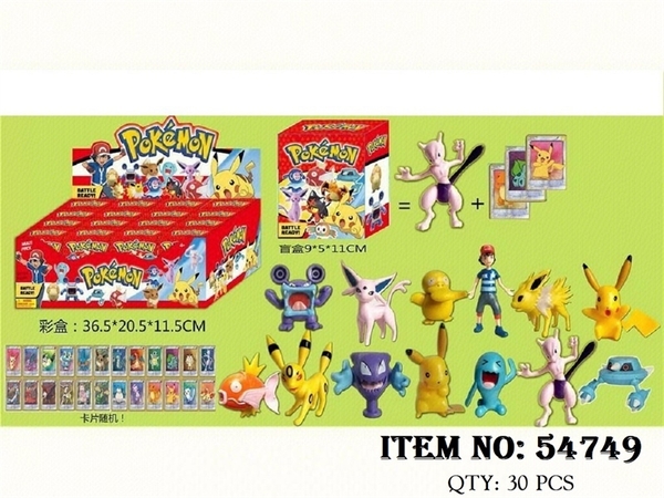 54749 HỘP MÔ HÌNH NHÂN VẬT HOẠT HÌNH POKEMON NGẪU NHIÊN + THẺ BÀI 16C
