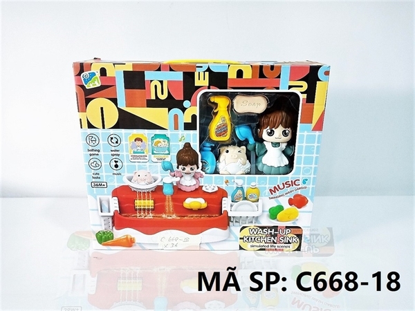 C668-18 HỘP BẾP BỒN RỬA RAU CỦ, BỒN TẮM PIN + 1C BÉ + XÀ PHÒNG, VÒI SEN+ 1C HEO Wash-up kitchen sink