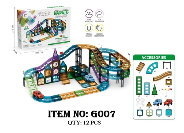 G007 HỘP XẾP HÌNH NAM CHÂM ĐƯỜNG RAY BÃI ĐẬU XE 96 MIẾNG