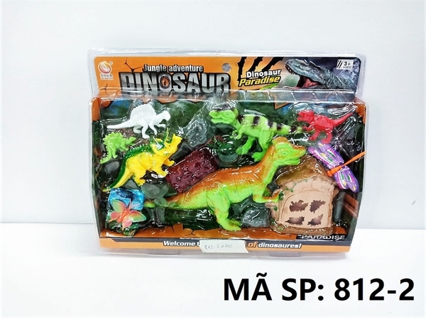 812-2 VỈ ÉP THÚ KHỦNG LONG 6C (1 LỚN, 2 VỪA, 3 NHỎ), NHÀ CÂY, TRỨNG, ĐÁ