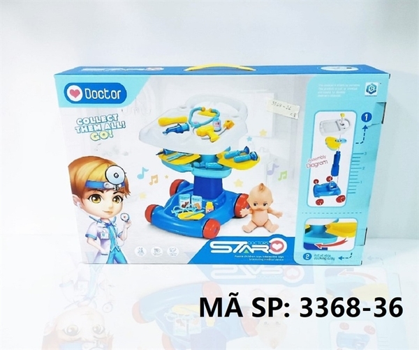 3368-36 HỘP KỆ XE ĐẨY BÁC SĨ XANH + 1C BÉ 28 MIẾNG Doctor 3368-33, 3368-34, 3368-35