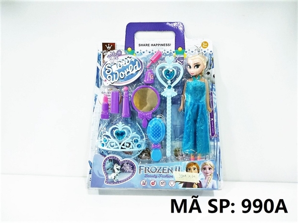 990A VỈ TRANG ĐIỂM VƯƠNG MIỆN, TRƯỢNG TIM, GƯƠNG, LƯỢC, SON + 1C BABY NGƯỜI TUYẾT