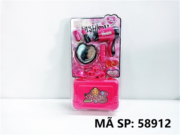 58912 VĨ ÉP TRANG ĐIỂM MÁY SẤY + GƯƠNG TIM + VALI + SON + HỘP NHẪN TRÁI TIM (Fashion)