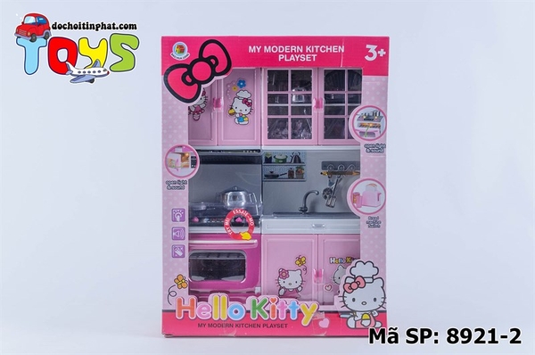 8921-2 HỘP NHÀ BẾP PIN LÒ NƯỚNG, TỦ BẾP, BỒN RỬA CHÉN MÈO KITTY