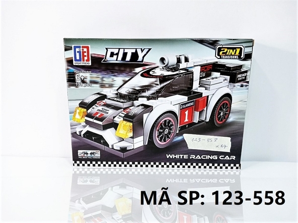 123-558 HỘP LOGO RÁP XE HƠI BIẾN HÌNH ROBO 2 IN 1 198 MIẾNG (TRẮNG) City