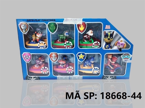 18668-44 HỘP CHÓ CỨU HỘ TRƯỢT TÀU 6C + XE MOTO + 2 NGƯỜI