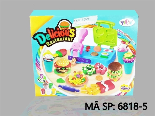 6818-5 HỘP ĐẤT SÉT LÀM MÌ, BÁNH HAMBUGER 5 HŨ