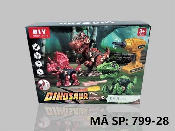 799-28 HỘP RÁP KHỦNG LONG 3C + ỐC VÍT, MÁY KHOAN