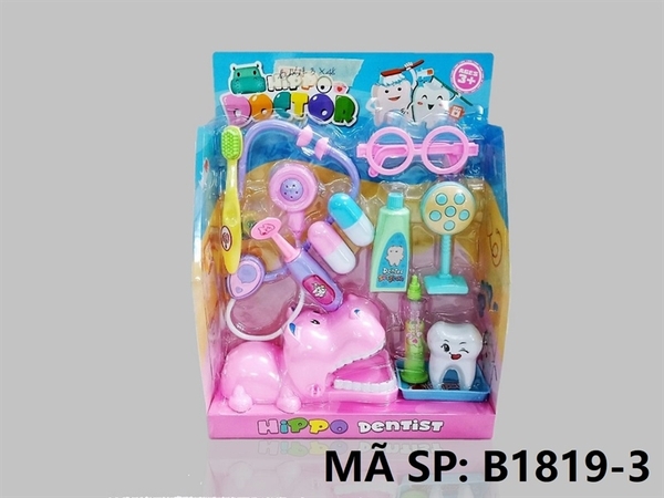 B1819-3 VỈ HỘP BÁC SĨ RĂNG HÀ MÃ, TAI NGHE, THUỐC, MẮT KIẾNG, BÀN CHẢI