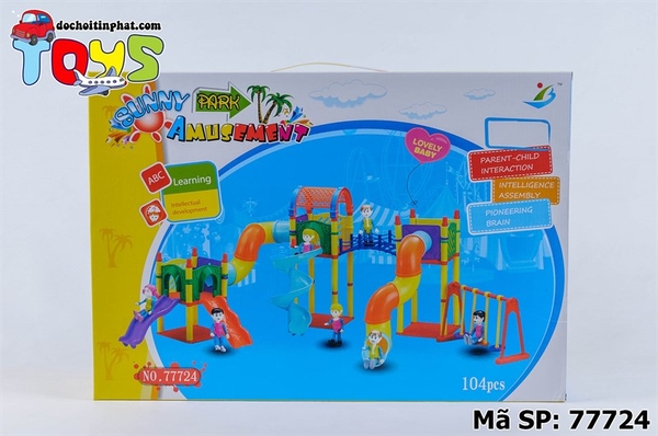77724 HỘP RÁP VƯỜN CHƠI CẦU TUỘT XÍCH ĐU 104 MIẾNG