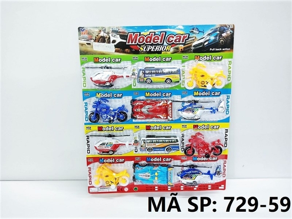 729-59 VĨ XE BUS, MOTO, ĐUA, TRỰC THĂNG TRỚN 12C Model Car YM-33,-35,-38,-51A,-61,-63, YM-55,-52,-57,-59