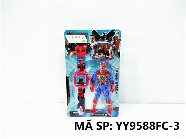 YY9588FC-3 VỈ ĐỒNG HỒ PIN CHIẾU HÌNH + 1T SIÊU NHÂN NHỆN YY9588FC