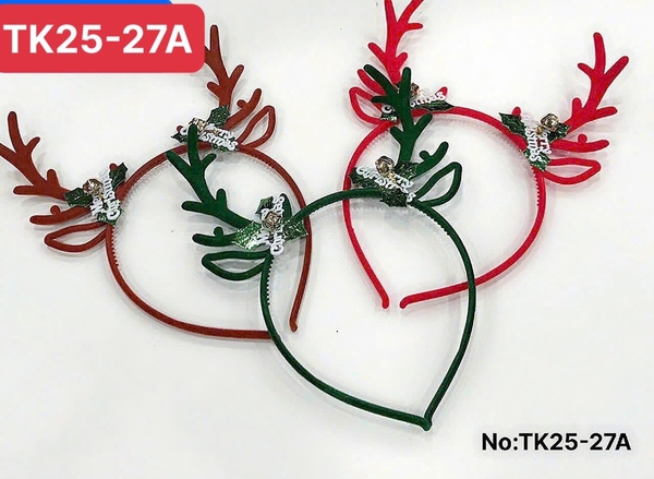 TK25-27A  TÚI 2C CÀI TÓC NOEL SỪNG TUẦN LỘC MERRY CHIRISTMAS