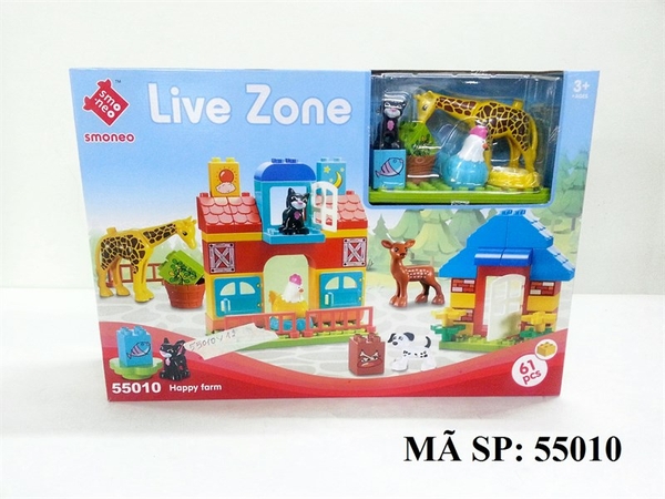 55010 HỘP LOGO RÁP NHÀ THÚ HƯƠU, GÀ, MÈO 61 MIẾNG LIVE ZONE