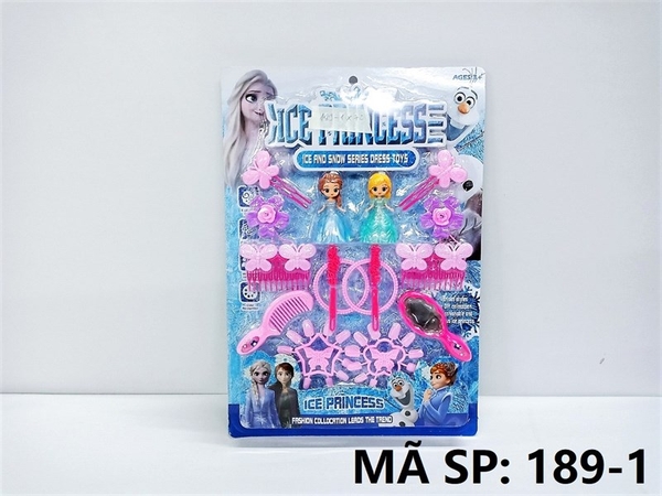 189-1 VĨ TRANG ĐIỂM MÓNG TAY, LƯỢC, GƯƠNG, KẸP + 1C BABY Ice Princess