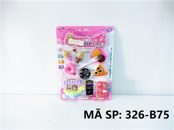 326-B75 VĨ BẾP BÁNH, KEM, PIZZA, TỦ LẠNH, XE ĐẨY KEM + NĨA Paly House 326-