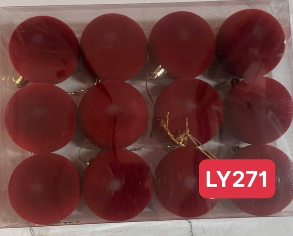 LY271 HỘP 12 TRÁI CHÂU NHUNG NHỎ TRANG TRÍ NOEL