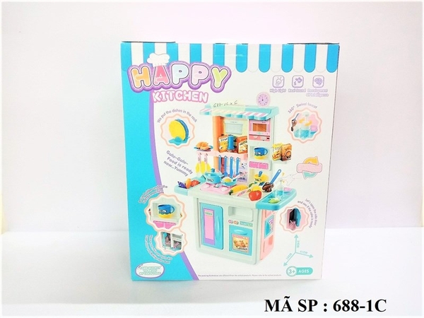 688-1C HỘP KỆ BẾP PIN LÒ NƯỚNG, BỒN RỬA RAU, 1 NỒI, 1 CHẢO, 2 DĨA, 2 CA, NƯỚC ÉP CAM, KẸO, GIÁ, CHUỐI, BẮP, THỊT GÀ, DÂU, NẤM