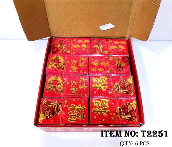 T2251 XẤP 10C LÌ XÌ ĐỎ ĐỦ MẪU (CÁ, TÚI VÀNG, ĐỒNG TIỀN) CHỮ HOA