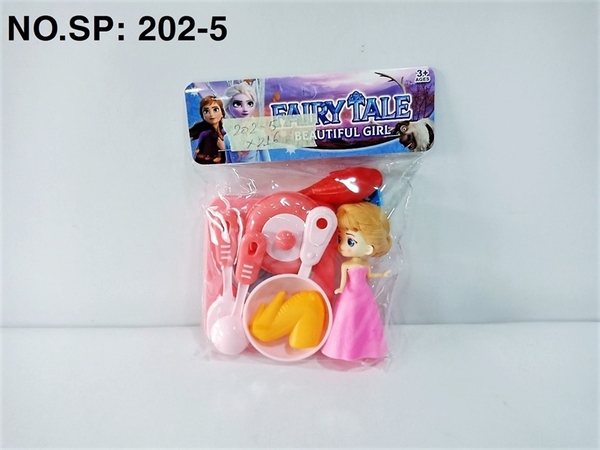 202-5 TÚI BẾP ĐIỆN TỪ, 1 CHẢO, CÁNH GÀ, CÁ + 1C BABY FROZEN NGƯỜI TUYẾT (PVC)