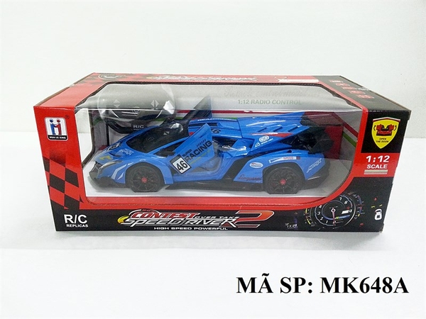 MK648A HỘP XE HƠI LAMBORGHINI MỞ CỬA ĐK 7 Đ.TÁC CÓ SẠC 1:12 (SỐ 46) (XANH DƯƠNG)